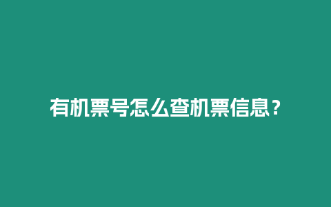 有機票號怎么查機票信息？