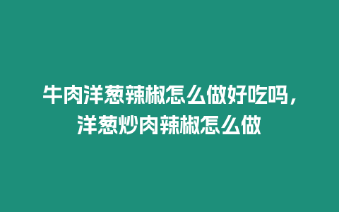 牛肉洋蔥辣椒怎么做好吃嗎，洋蔥炒肉辣椒怎么做