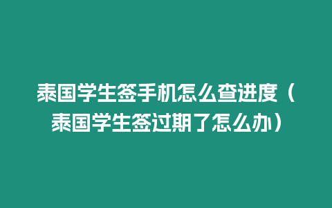 泰國學(xué)生簽手機(jī)怎么查進(jìn)度（泰國學(xué)生簽過期了怎么辦）