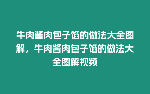 牛肉醬肉包子餡的做法大全圖解，牛肉醬肉包子餡的做法大全圖解視頻