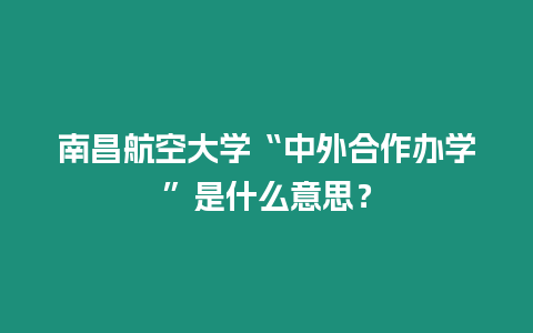 南昌航空大學“中外合作辦學”是什么意思？