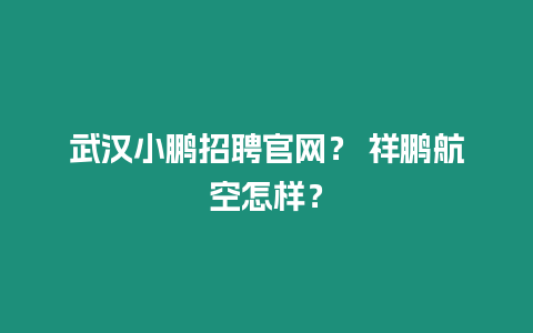 武漢小鵬招聘官網？ 祥鵬航空怎樣？