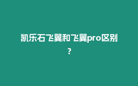 凱樂石飛翼和飛翼pro區別？