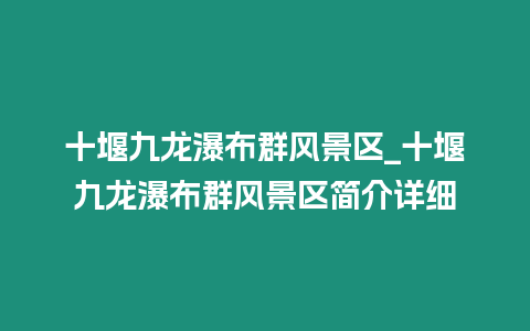 十堰九龍瀑布群風景區_十堰九龍瀑布群風景區簡介詳細