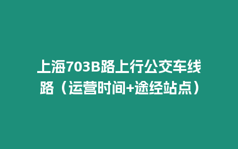 上海703B路上行公交車線路（運營時間+途經站點）