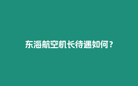 東海航空機(jī)長(zhǎng)待遇如何？