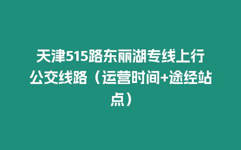 天津515路東麗湖專線上行公交線路（運營時間+途經站點）