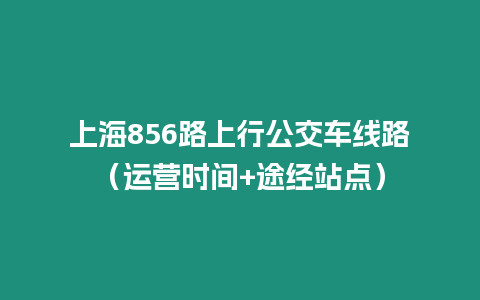 上海856路上行公交車線路（運營時間+途經站點）