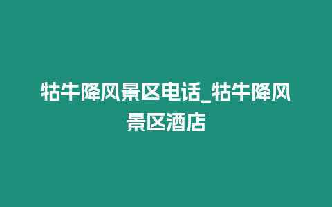 牯牛降風(fēng)景區(qū)電話_牯牛降風(fēng)景區(qū)酒店