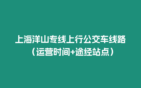 上海洋山專線上行公交車線路（運營時間+途經站點）