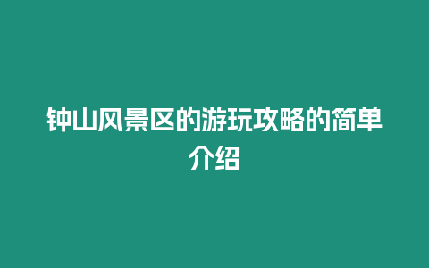 鐘山風景區的游玩攻略的簡單介紹