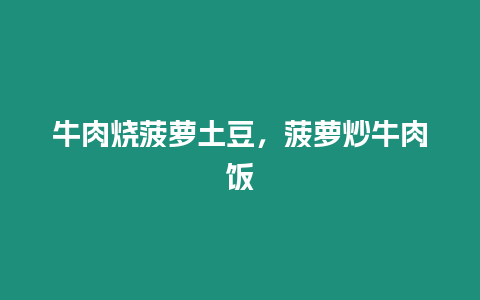 牛肉燒菠蘿土豆，菠蘿炒牛肉飯