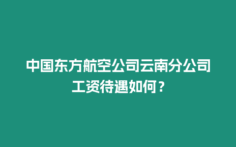 中國東方航空公司云南分公司工資待遇如何？