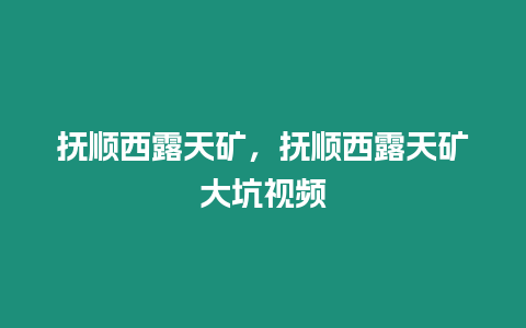 撫順西露天礦，撫順西露天礦大坑視頻