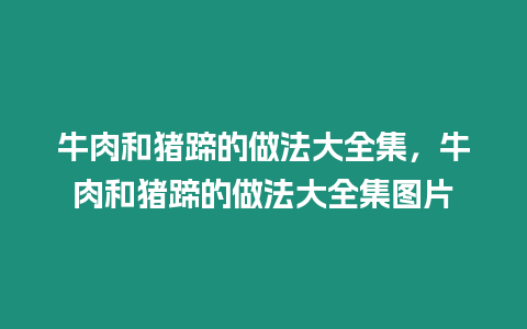 牛肉和豬蹄的做法大全集，牛肉和豬蹄的做法大全集圖片