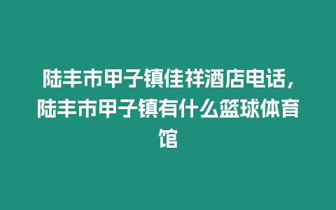 陸豐市甲子鎮佳祥酒店電話，陸豐市甲子鎮有什么籃球體育館