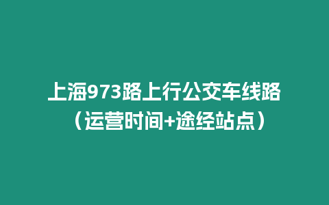 上海973路上行公交車線路（運(yùn)營時(shí)間+途經(jīng)站點(diǎn)）