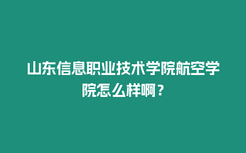 山東信息職業(yè)技術(shù)學(xué)院航空學(xué)院怎么樣啊？