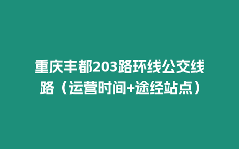 重慶豐都203路環線公交線路（運營時間+途經站點）