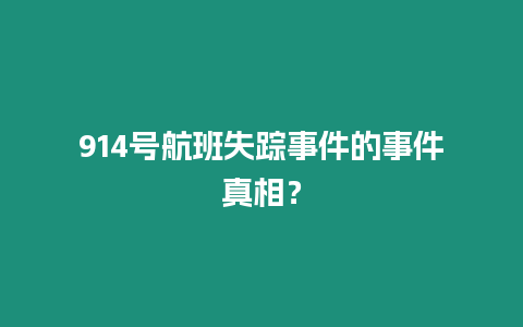 914號航班失蹤事件的事件真相？