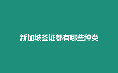 新加坡簽證都有哪些種類