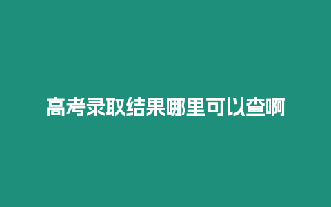 高考錄取結(jié)果哪里可以查啊