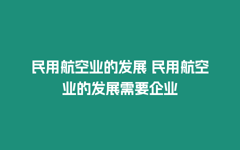 民用航空業的發展 民用航空業的發展需要企業