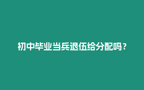 初中畢業(yè)當(dāng)兵退伍給分配嗎？