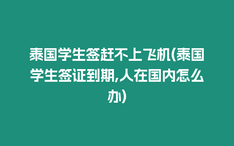 泰國學生簽趕不上飛機(泰國學生簽證到期,人在國內怎么辦)