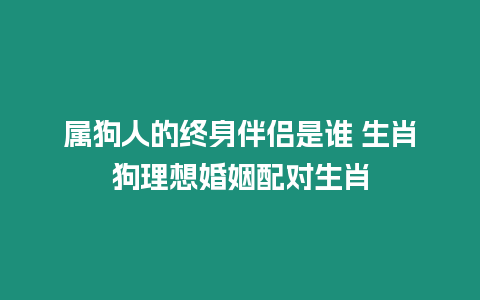 屬狗人的終身伴侶是誰 生肖狗理想婚姻配對生肖