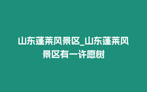 山東蓬萊風景區(qū)_山東蓬萊風景區(qū)有一許愿樹