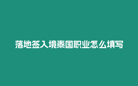 落地簽入境泰國職業怎么填寫