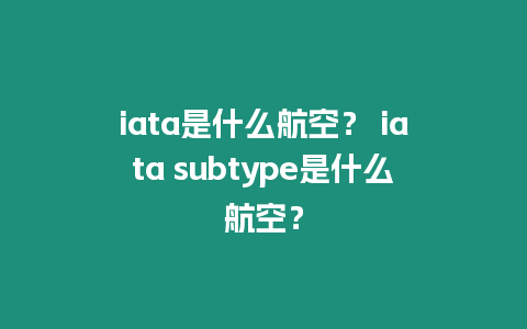 iata是什么航空？ iata subtype是什么航空？