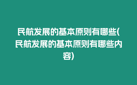 民航發展的基本原則有哪些(民航發展的基本原則有哪些內容)