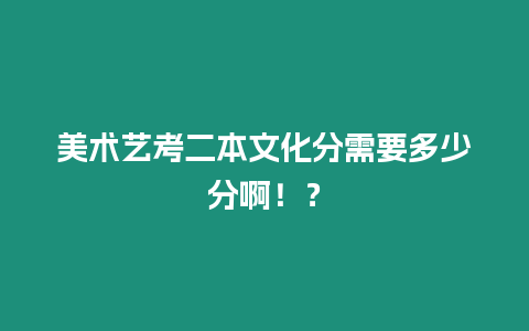 美術藝考二本文化分需要多少分啊！？