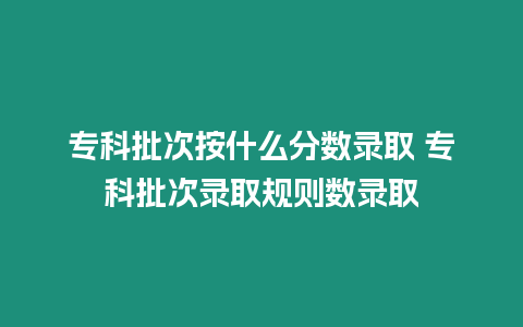 專科批次按什么分數錄取 專科批次錄取規則數錄取