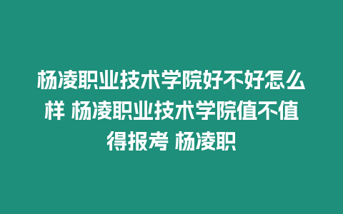 楊凌職業(yè)技術(shù)學院好不好怎么樣 楊凌職業(yè)技術(shù)學院值不值得報考 楊凌職