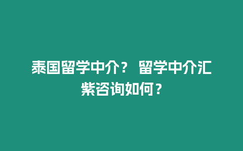 泰國留學中介？ 留學中介匯紫咨詢如何？