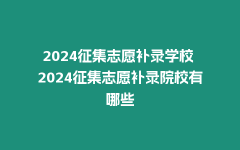 2024征集志愿補錄學校 2024征集志愿補錄院校有哪些