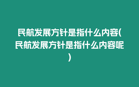 民航發展方針是指什么內容(民航發展方針是指什么內容呢)