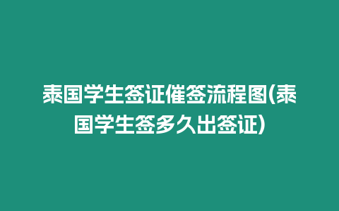 泰國學生簽證催簽流程圖(泰國學生簽多久出簽證)