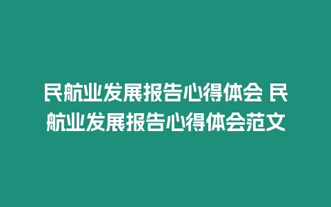 民航業發展報告心得體會 民航業發展報告心得體會范文