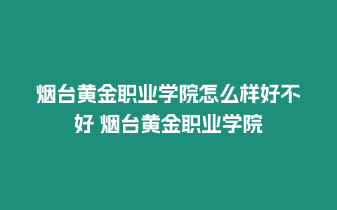 煙臺黃金職業學院怎么樣好不好 煙臺黃金職業學院