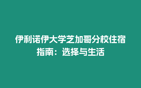 伊利諾伊大學芝加哥分校住宿指南：選擇與生活