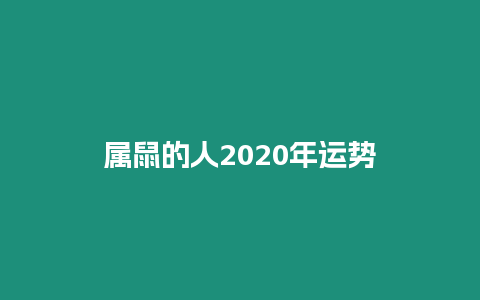 屬鼠的人2020年運勢