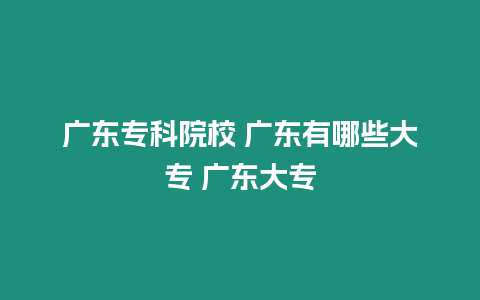 廣東專科院校 廣東有哪些大專 廣東大專