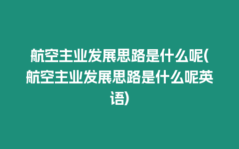 航空主業發展思路是什么呢(航空主業發展思路是什么呢英語)