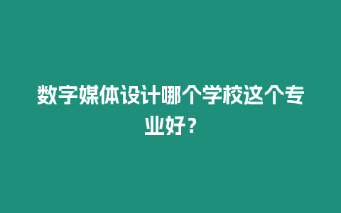 數字媒體設計哪個學校這個專業好？