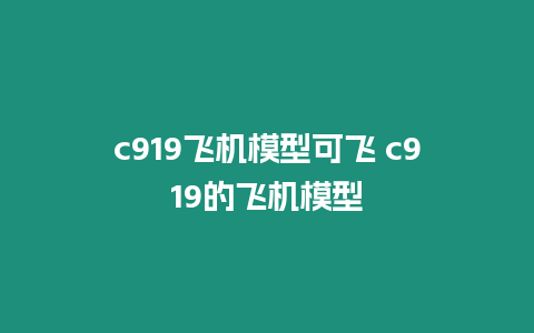 c919飛機模型可飛 c919的飛機模型