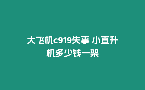 大飛機c919失事 小直升機多少錢一架